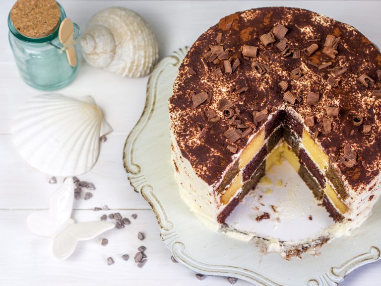 Anleitung und Rezept für Schachbrettkuchen mit Tiramisu-Geschmack